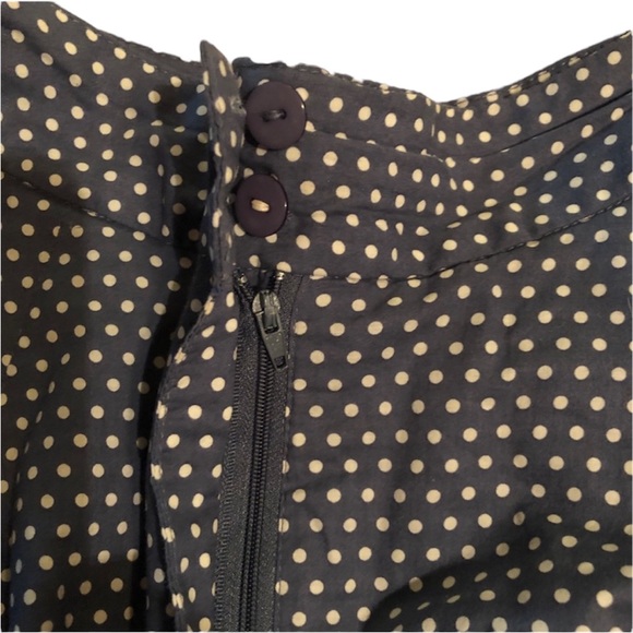 Comme Toi Knee Length White Polka Dot  Blue A-line Skirt Size M 6/8 - Picture 5 of 9